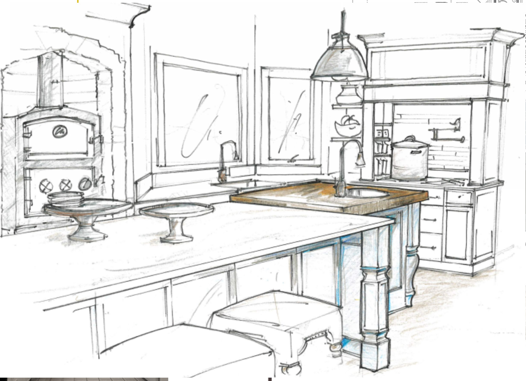 A Sketch Design Of A Modern Kitchen Space High-Res Vector Graphic - Getty  Images